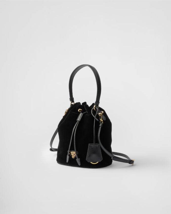 Velvet mini-bag with nappa leather details