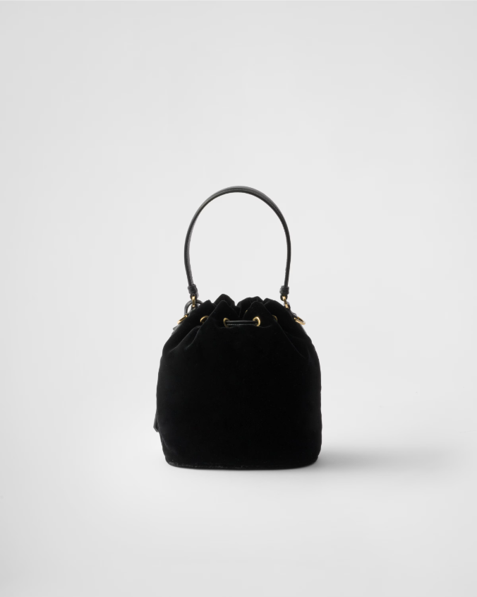 Velvet mini-bag with nappa leather details