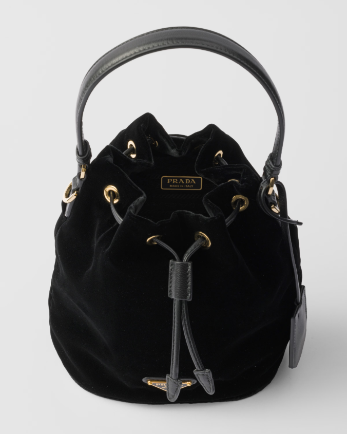 Velvet mini-bag with nappa leather details