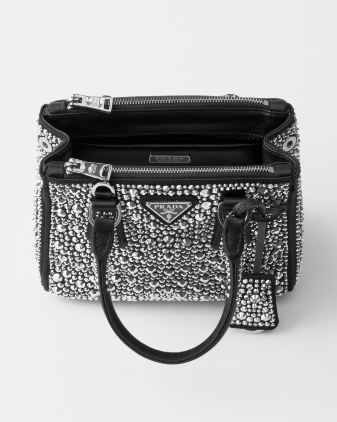 Prada galleria satin micro-bag with decorations