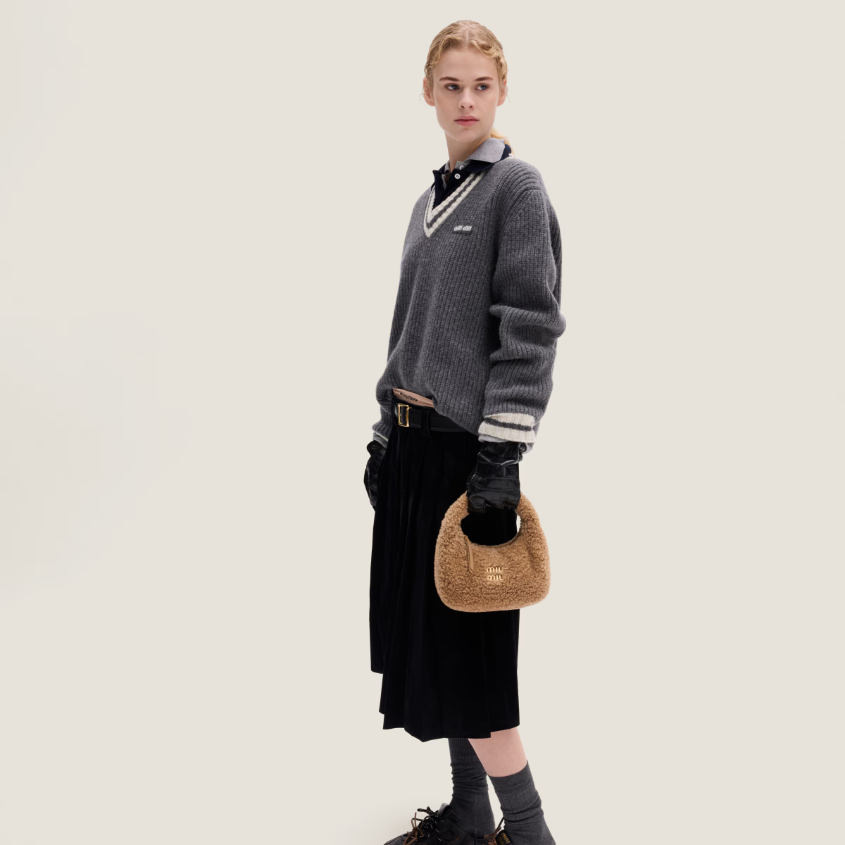 Wander shearling hobo bag