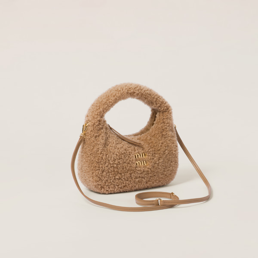 Wander shearling hobo bag