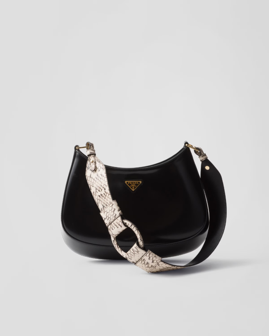 Prada cleo ayers and brushed leather shoulder bag