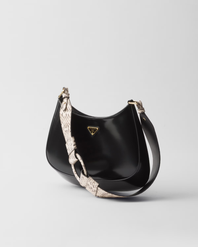 Prada cleo ayers and brushed leather shoulder bag