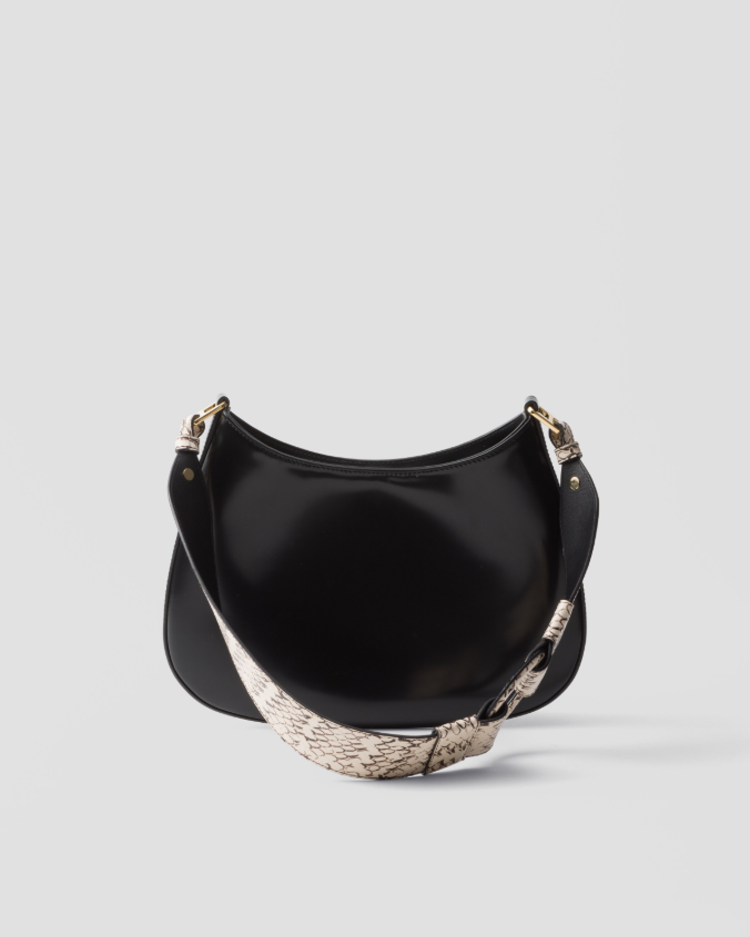 Prada cleo ayers and brushed leather shoulder bag