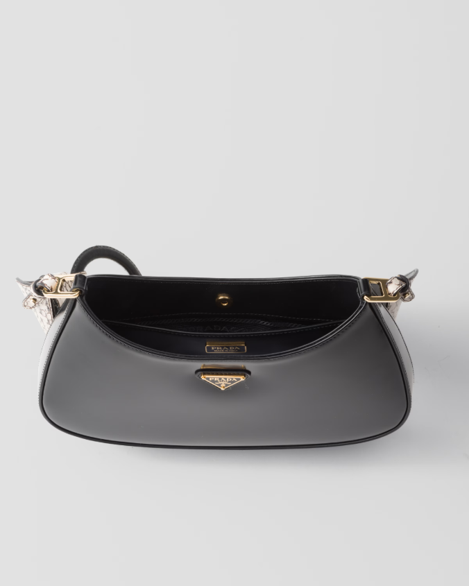 Prada cleo ayers and brushed leather shoulder bag