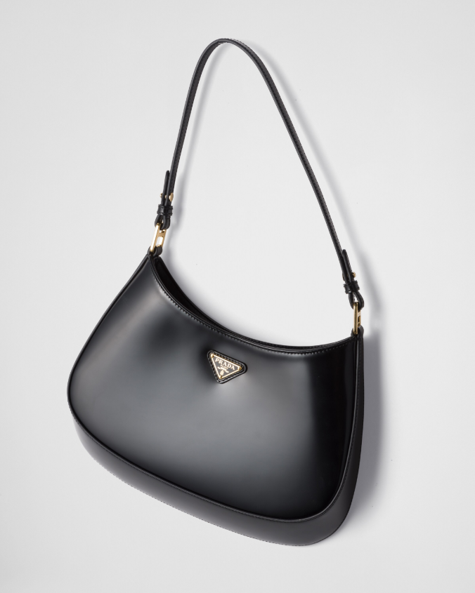 Prada cleo ayers and brushed leather shoulder bag