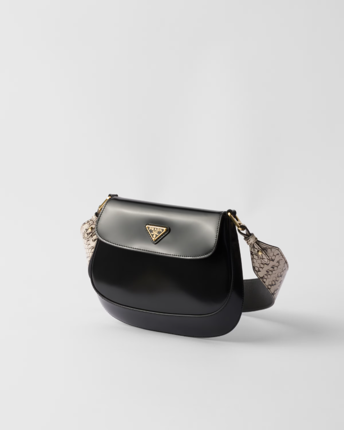 Prada cleo ayers and brushed leather flap bag