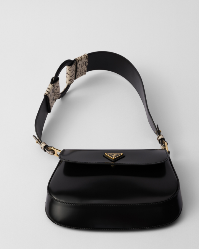 Prada cleo ayers and brushed leather flap bag