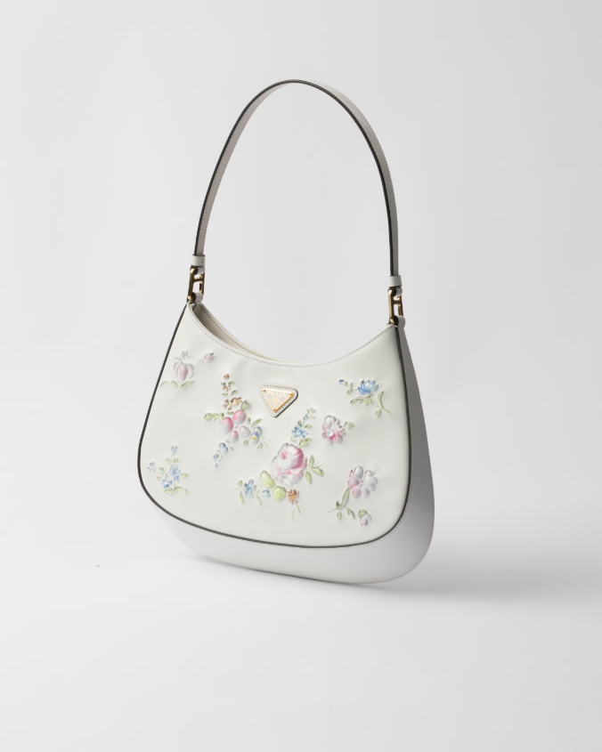 Prada cleo printed brushed leather shoulder bag