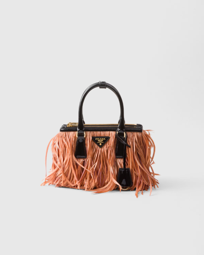 Prada galleria mini-bag with feather trim