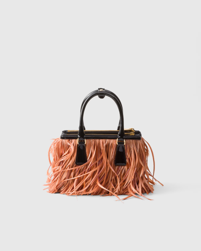 Prada galleria mini-bag with feather trim