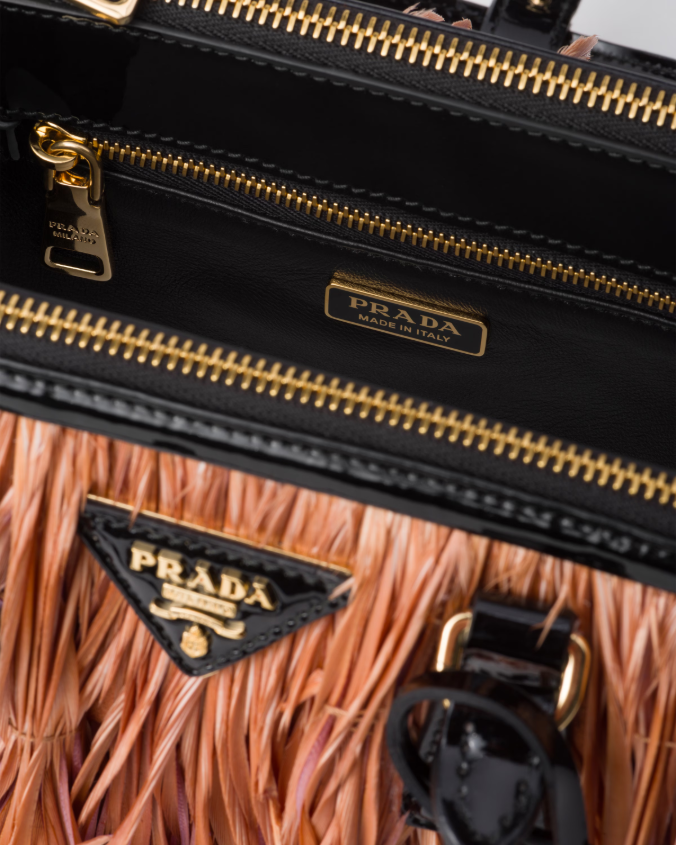 Prada galleria mini-bag with feather trim