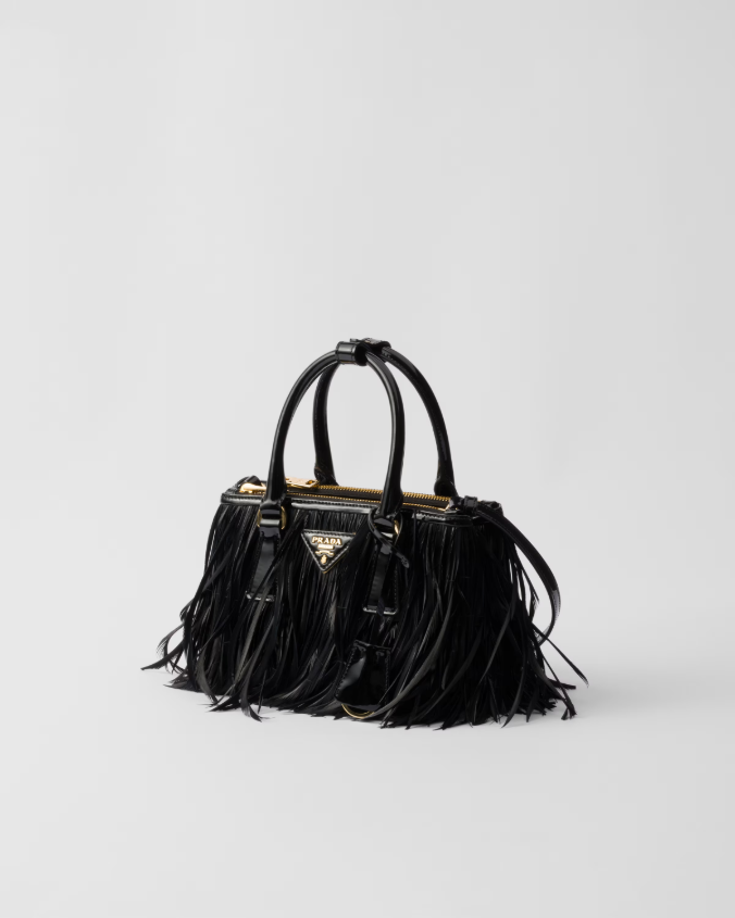 Prada galleria mini-bag with feather trim