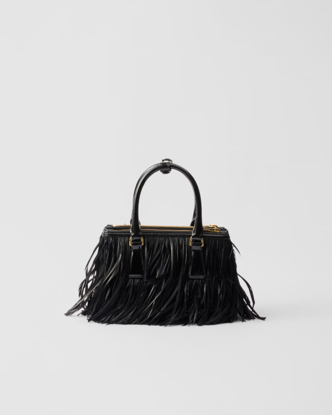 Prada galleria mini-bag with feather trim