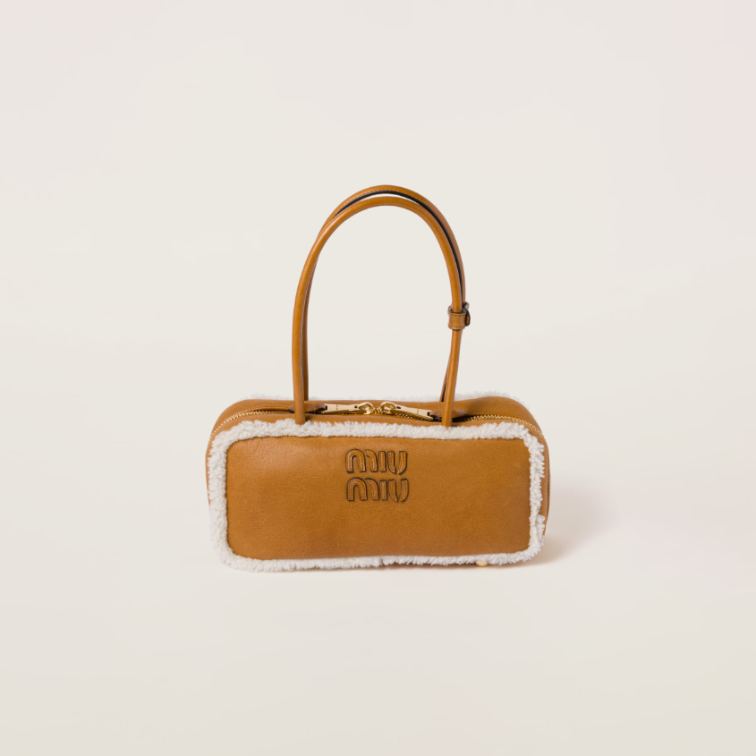 Beau shearling top-handle bag