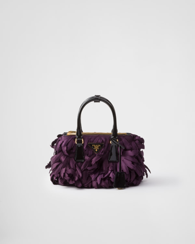 Satin and patent leather prada galleria mini-bag