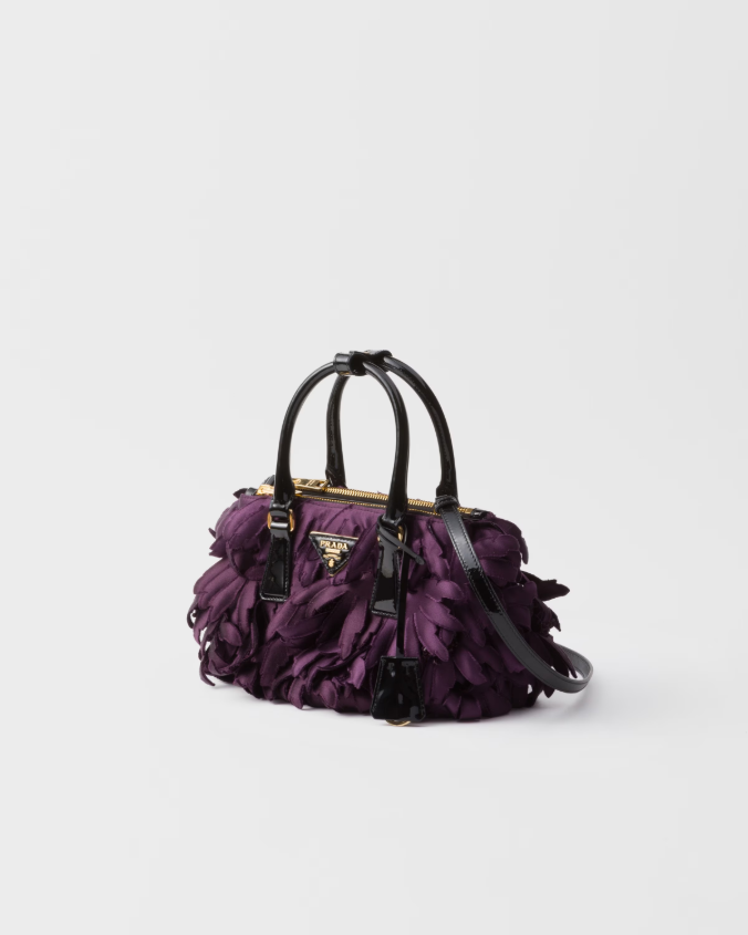 Satin and patent leather prada galleria mini-bag