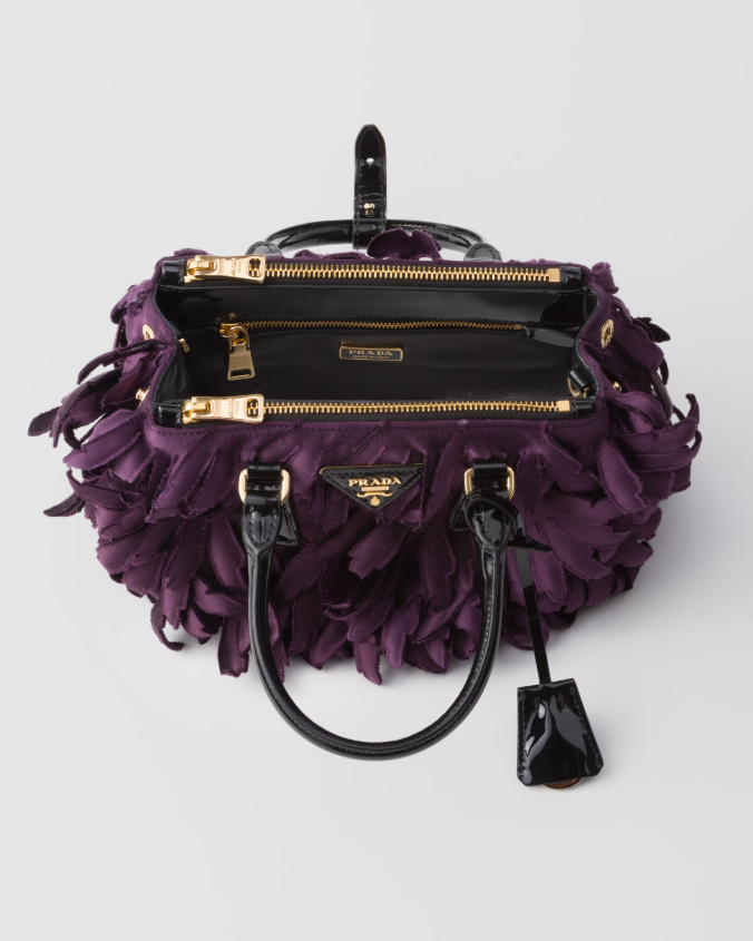 Satin and patent leather prada galleria mini-bag