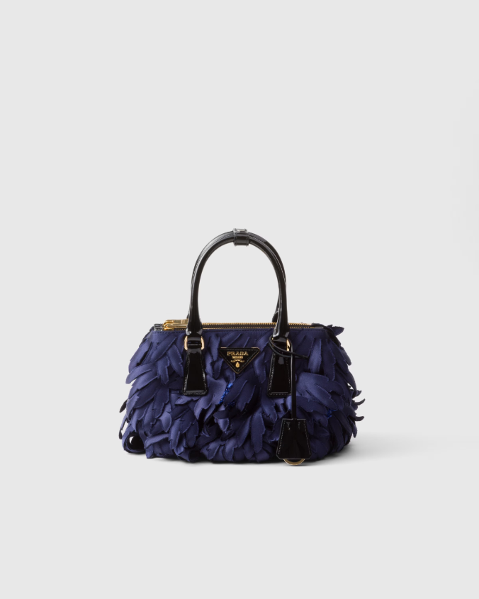 Satin and patent leather prada galleria mini-bag