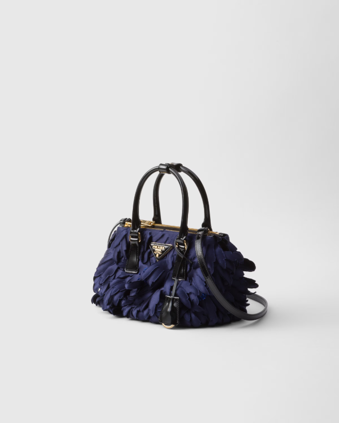 Satin and patent leather prada galleria mini-bag