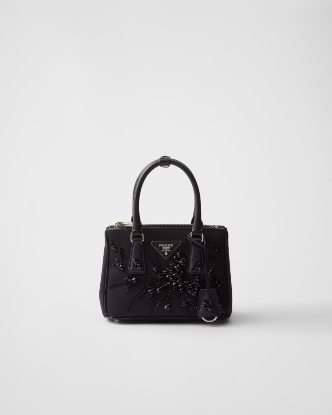 Prada galleria embroidered re-nylon and saffiano mini-bag