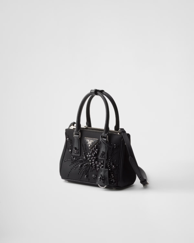 Prada galleria embroidered re-nylon and saffiano mini-bag