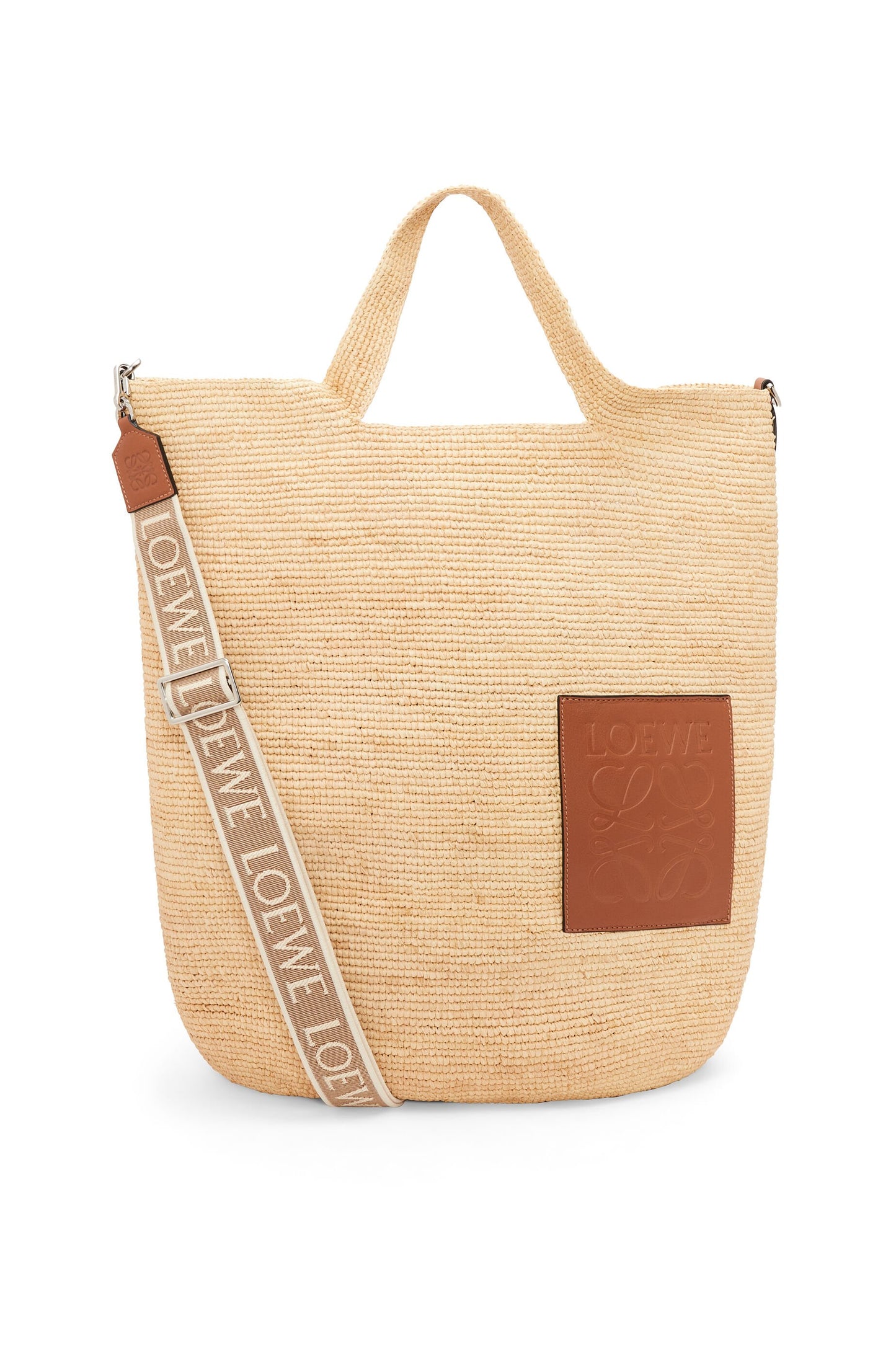 Large Slit bag in raffia and calfskin