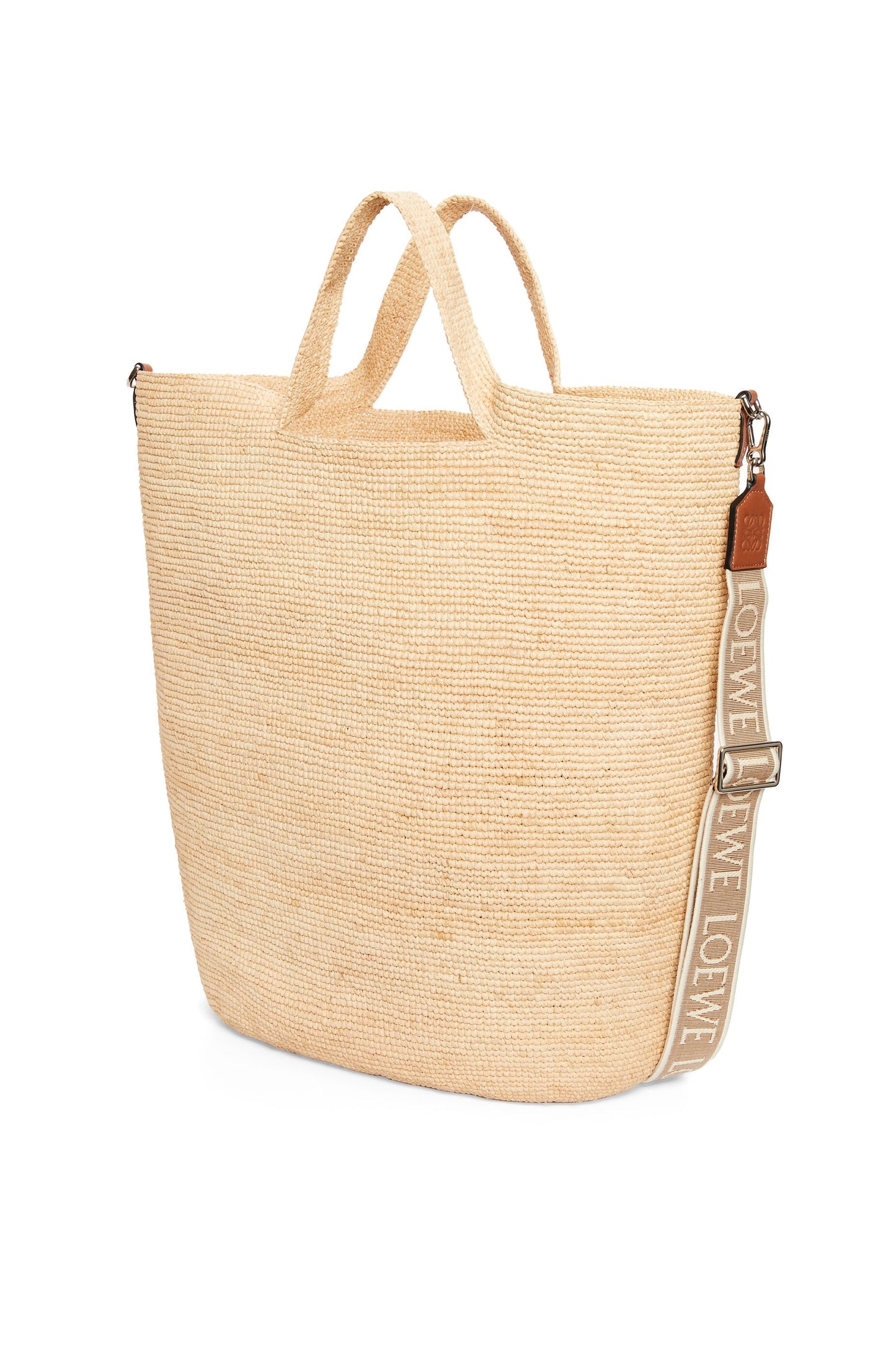 Large Slit bag in raffia and calfskin