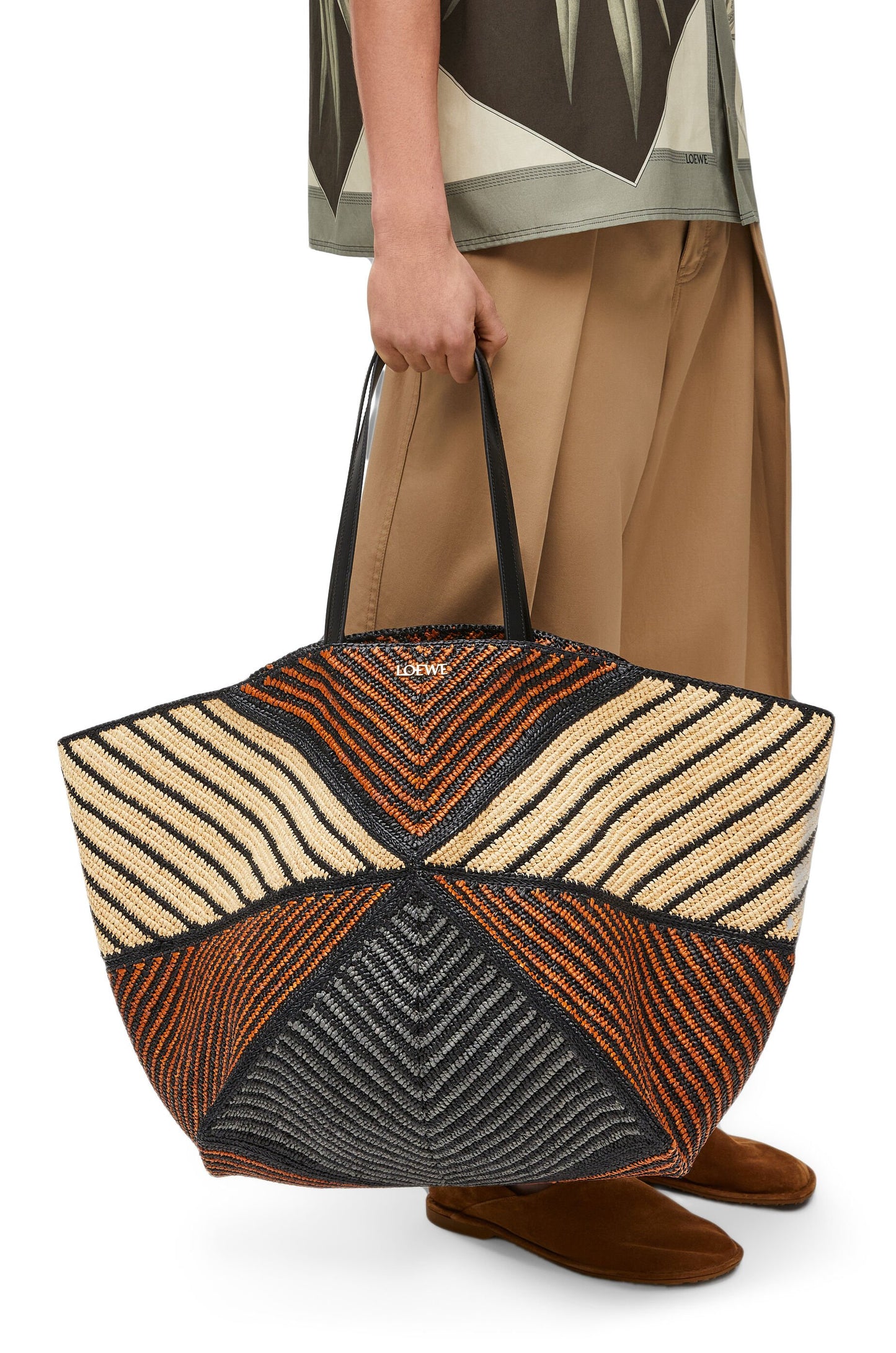 XXL Puzzle Fold Tote in raffia - Hall Of Brand