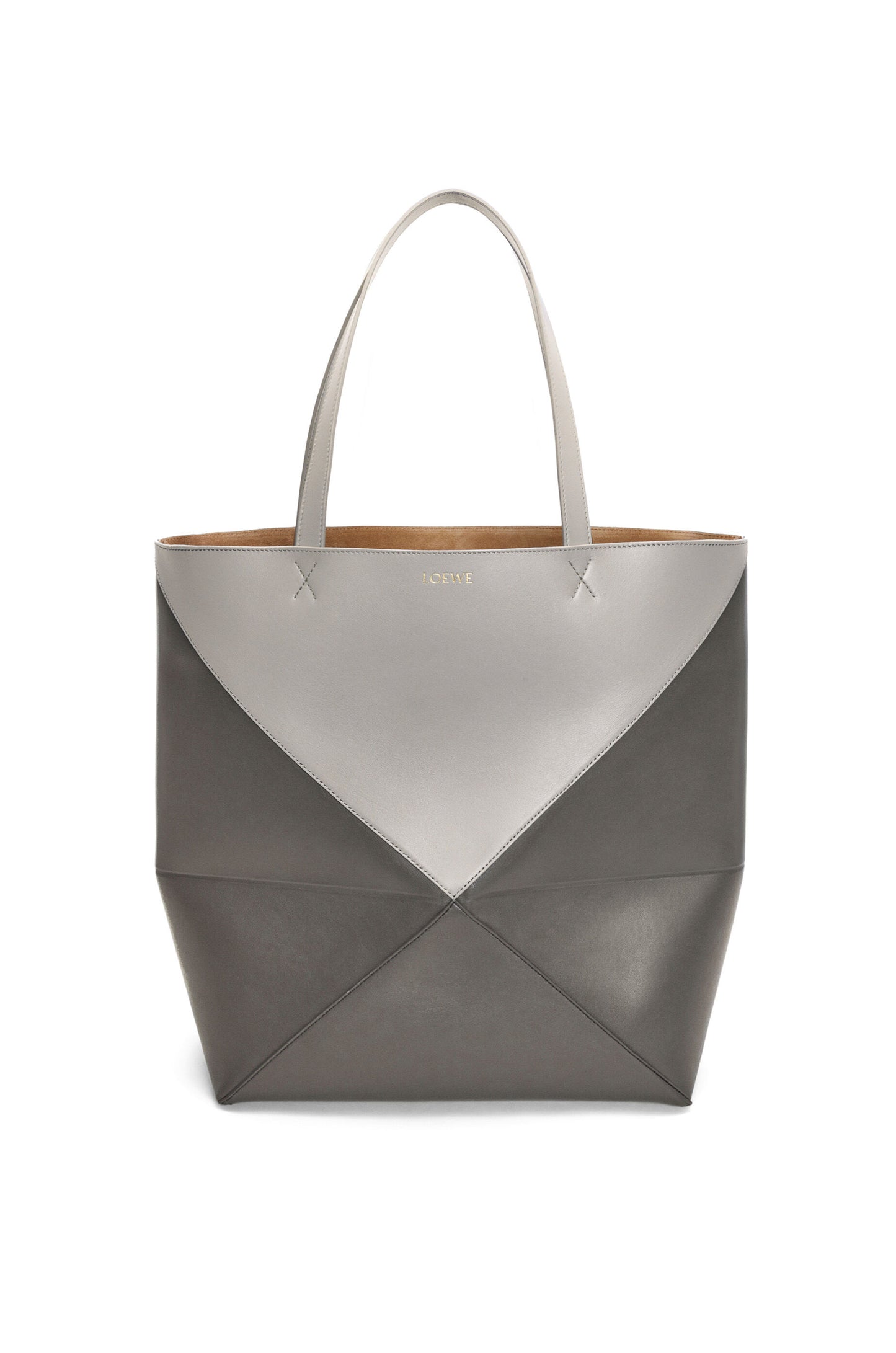 XL Puzzle Fold Tote in shiny calfskin