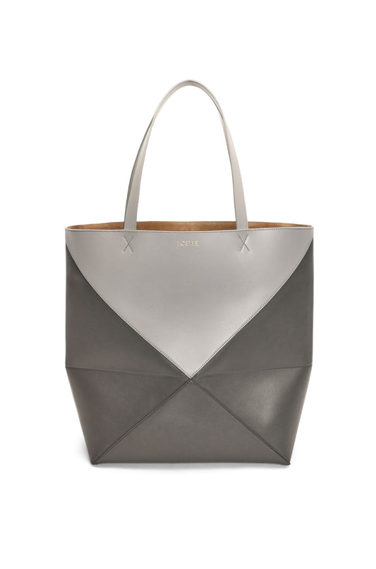 XL Puzzle Fold Tote in shiny calfskin