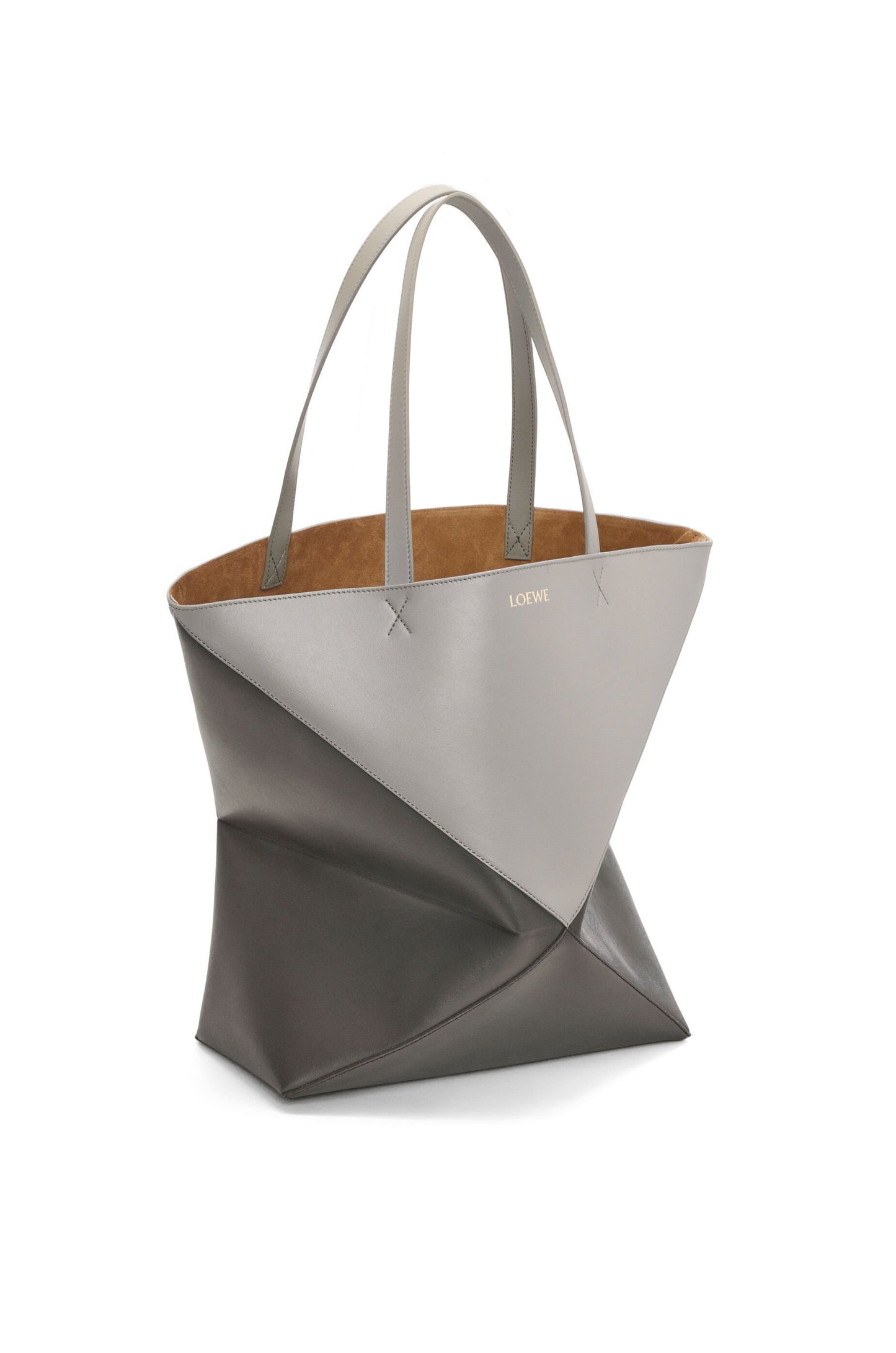 XL Puzzle Fold Tote in shiny calfskin