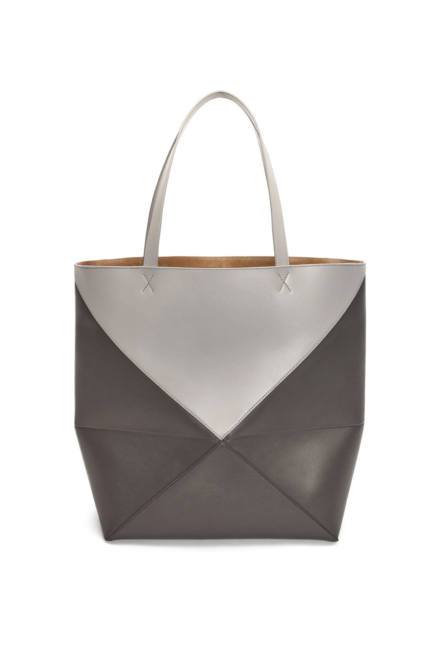 XL Puzzle Fold Tote in shiny calfskin