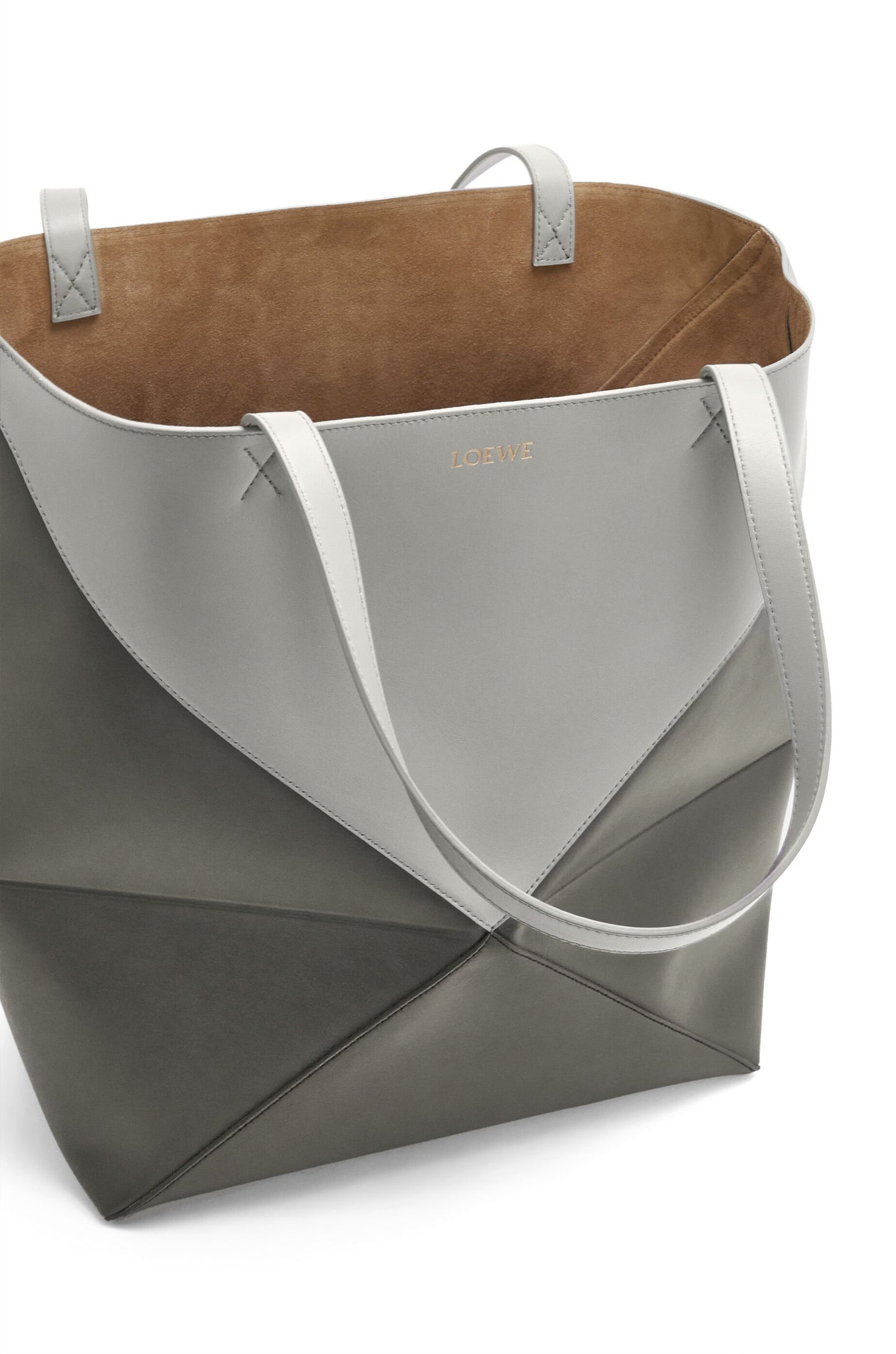 XL Puzzle Fold Tote in shiny calfskin