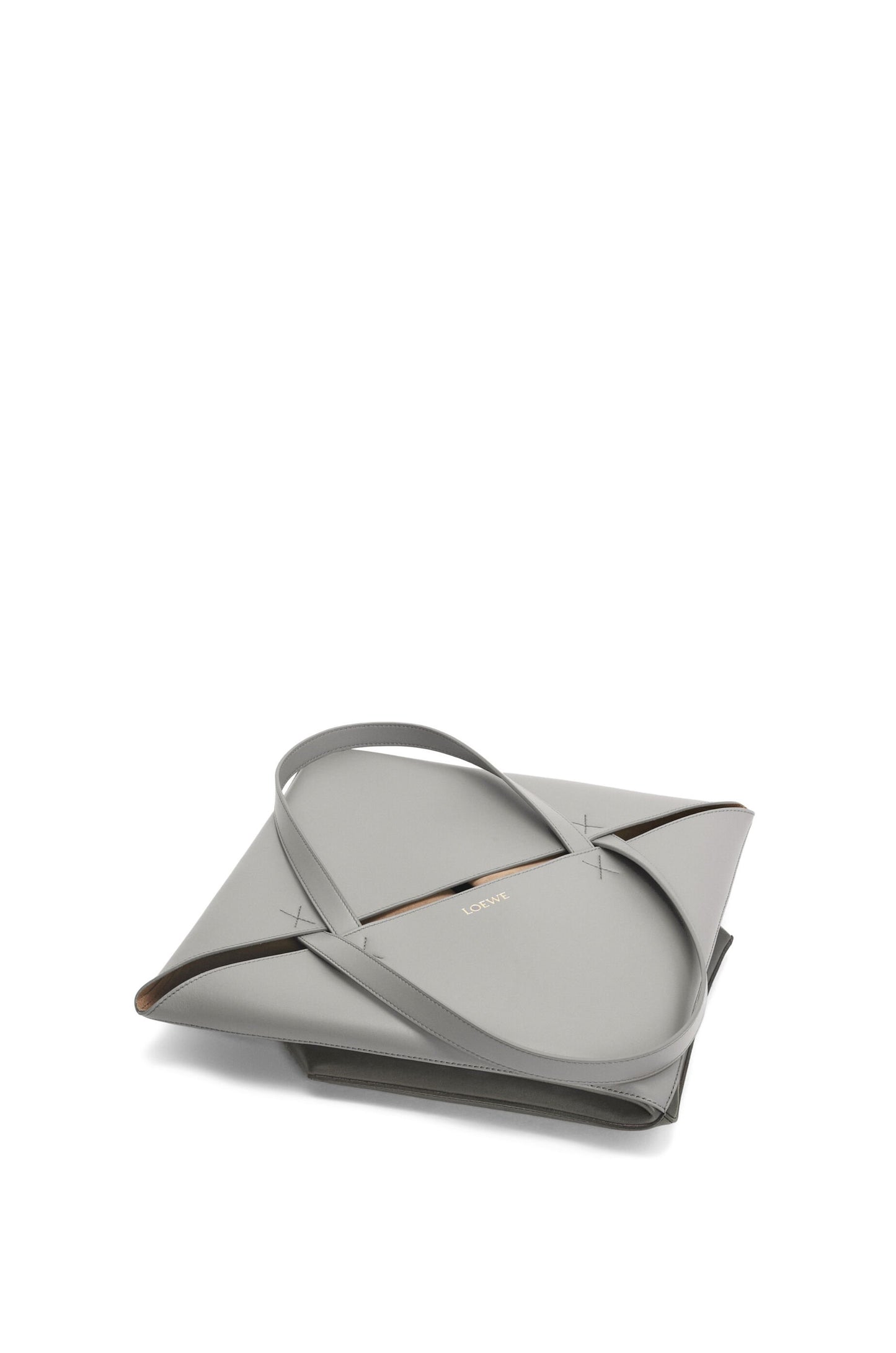 XL Puzzle Fold Tote in shiny calfskin