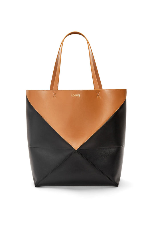 XL Puzzle Fold Tote in shiny calfskin