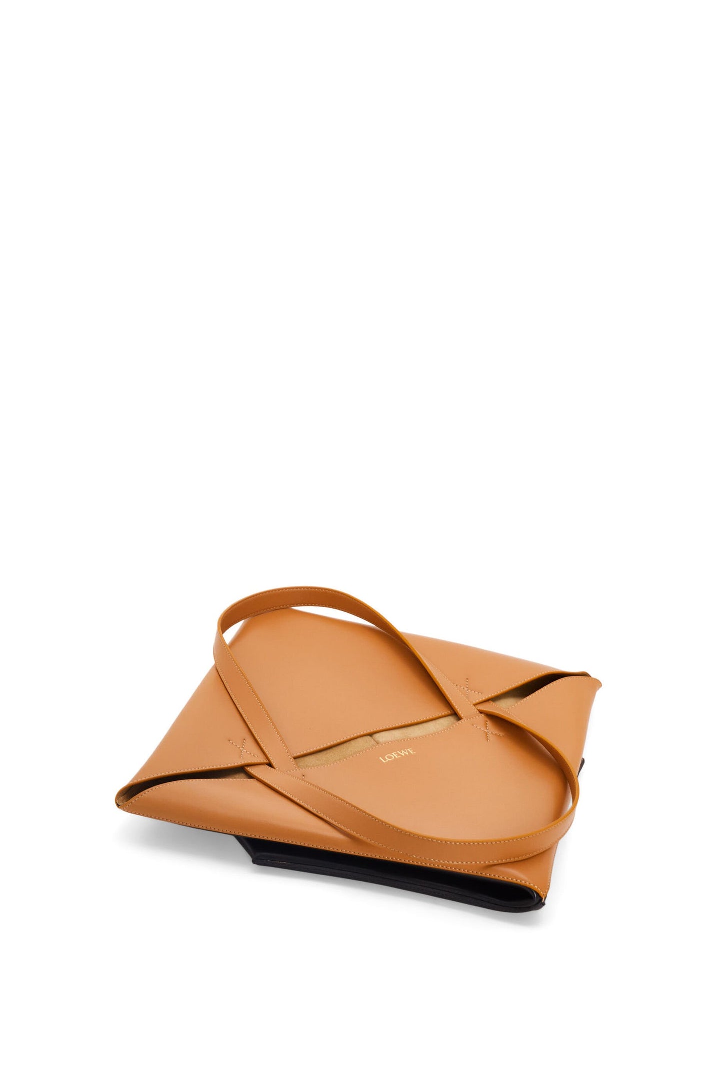 XL Puzzle Fold Tote in shiny calfskin