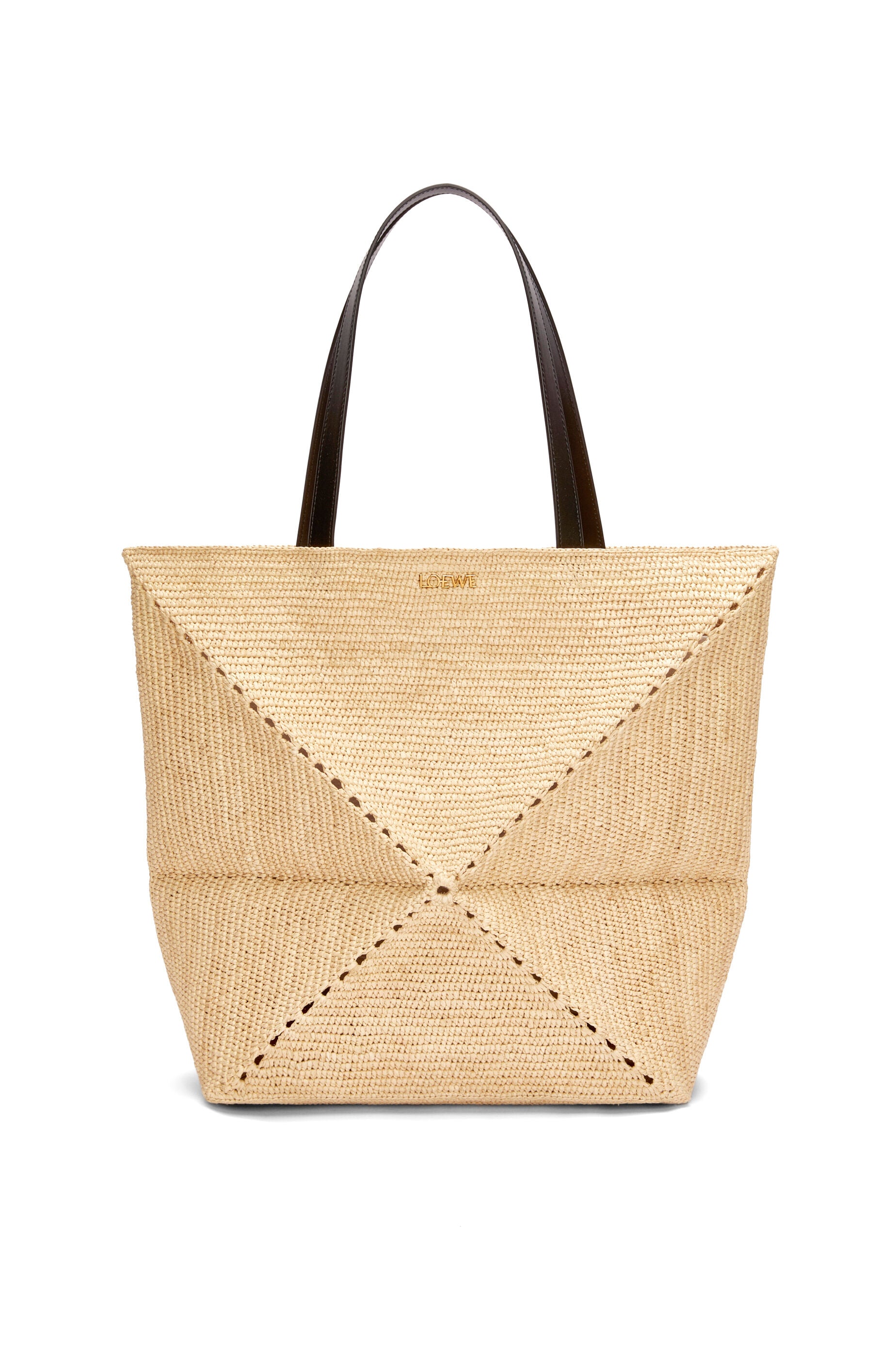 XL Puzzle Fold Tote in raffia - Hall Of Brand