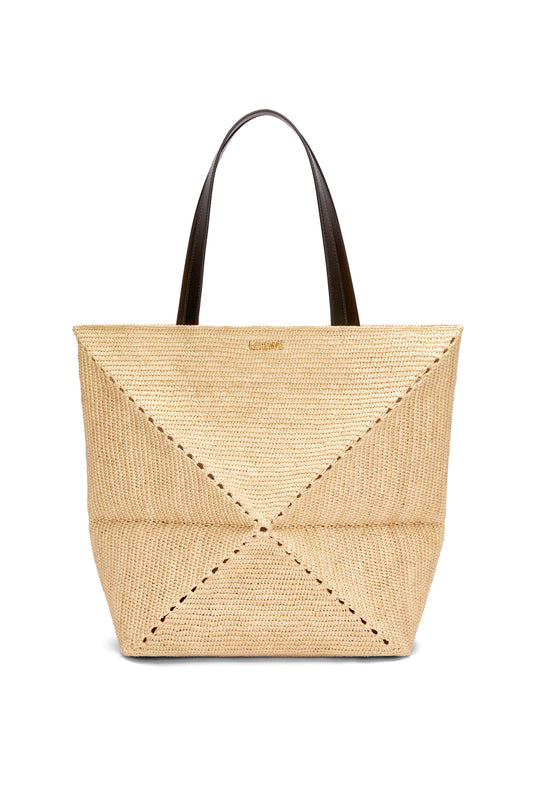 XL Puzzle Fold Tote in raffia