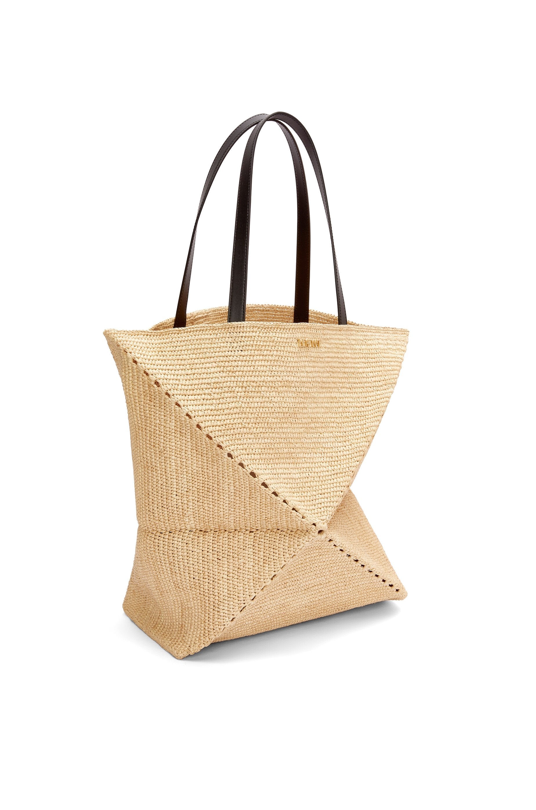 XL Puzzle Fold Tote in raffia - Hall Of Brand