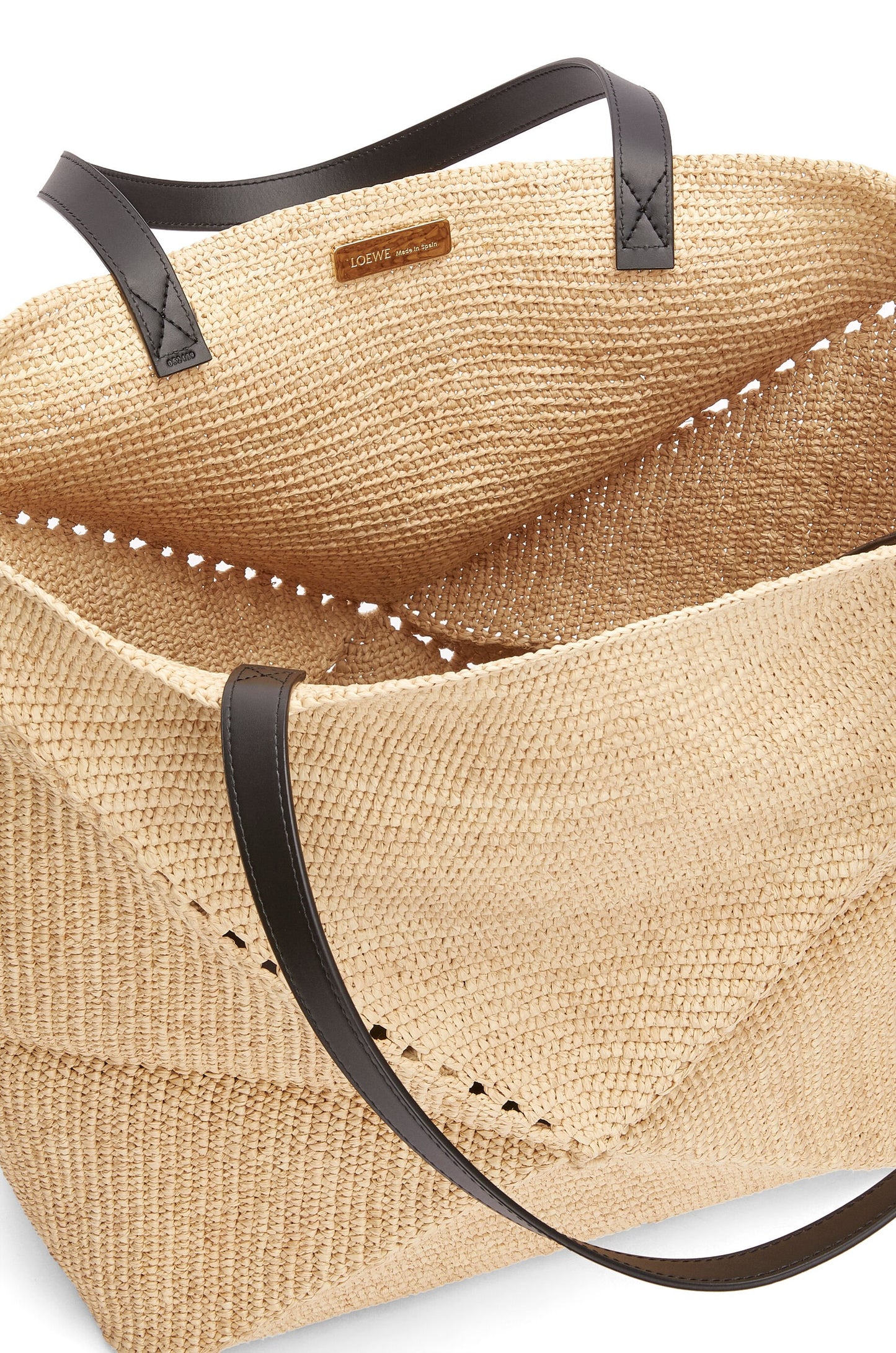 XL Puzzle Fold Tote in raffia - Hall Of Brand