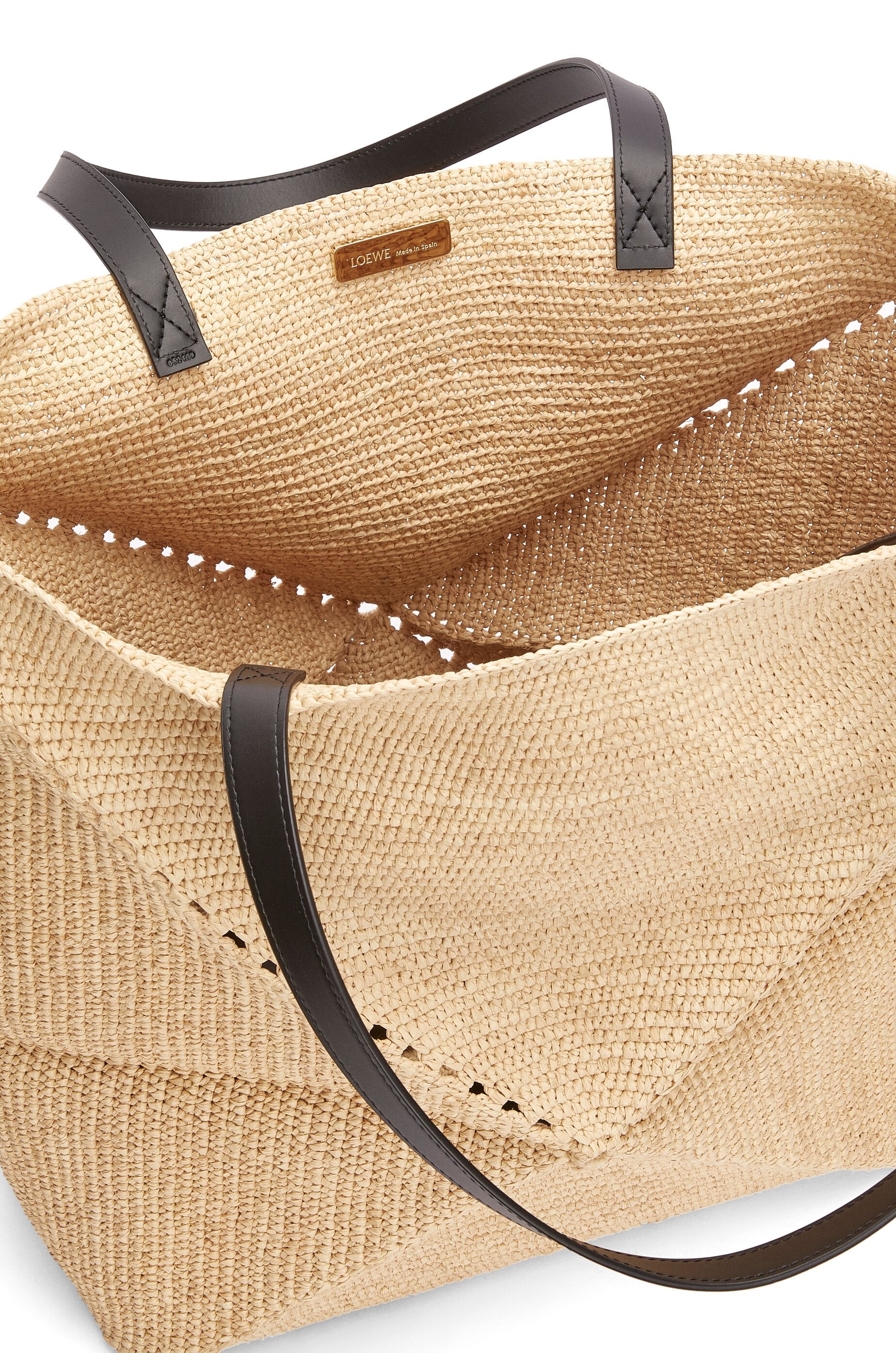 XL Puzzle Fold Tote in raffia - Hall Of Brand