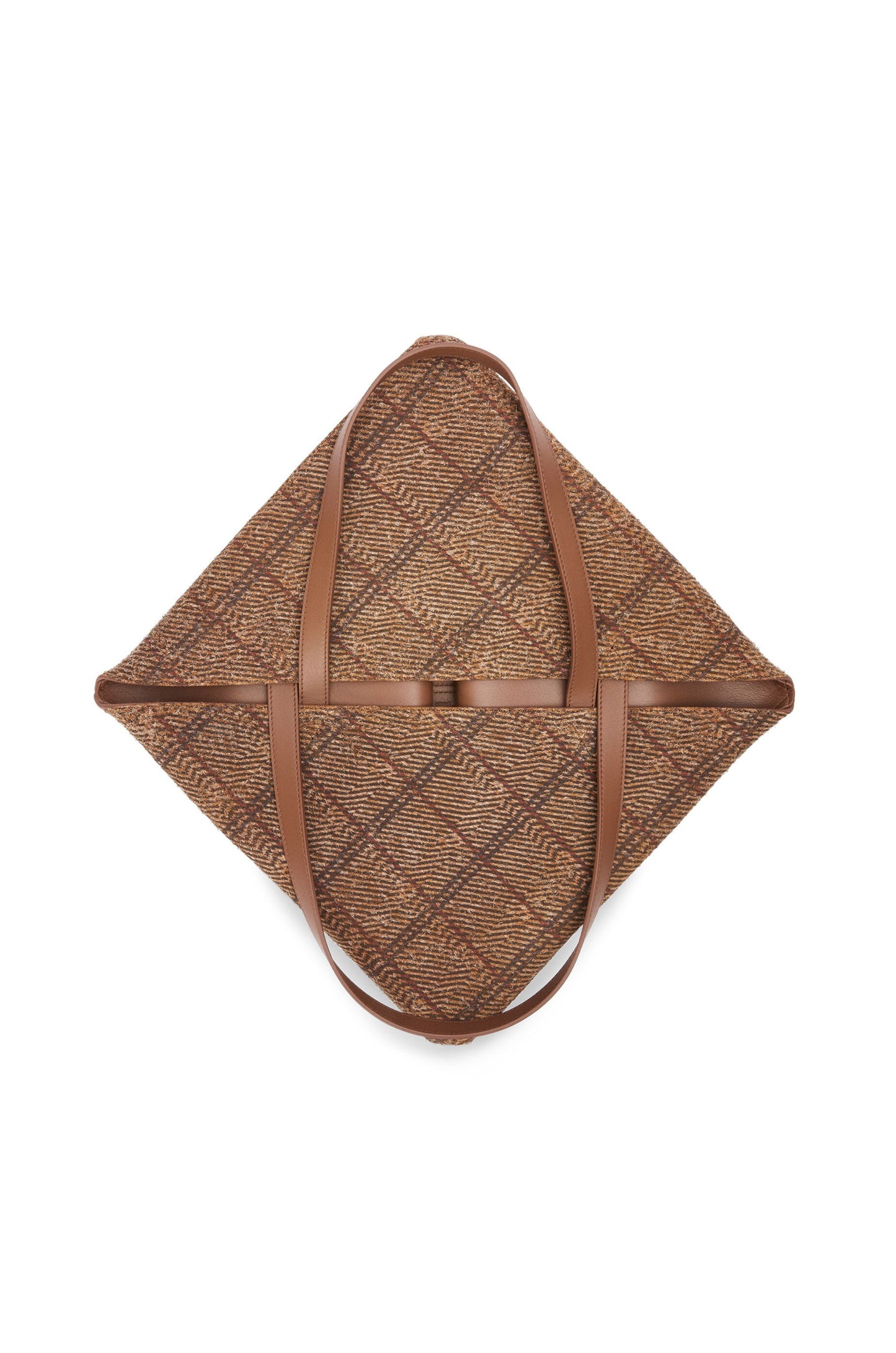 XL Puzzle Fold tote in tartan brushed suede