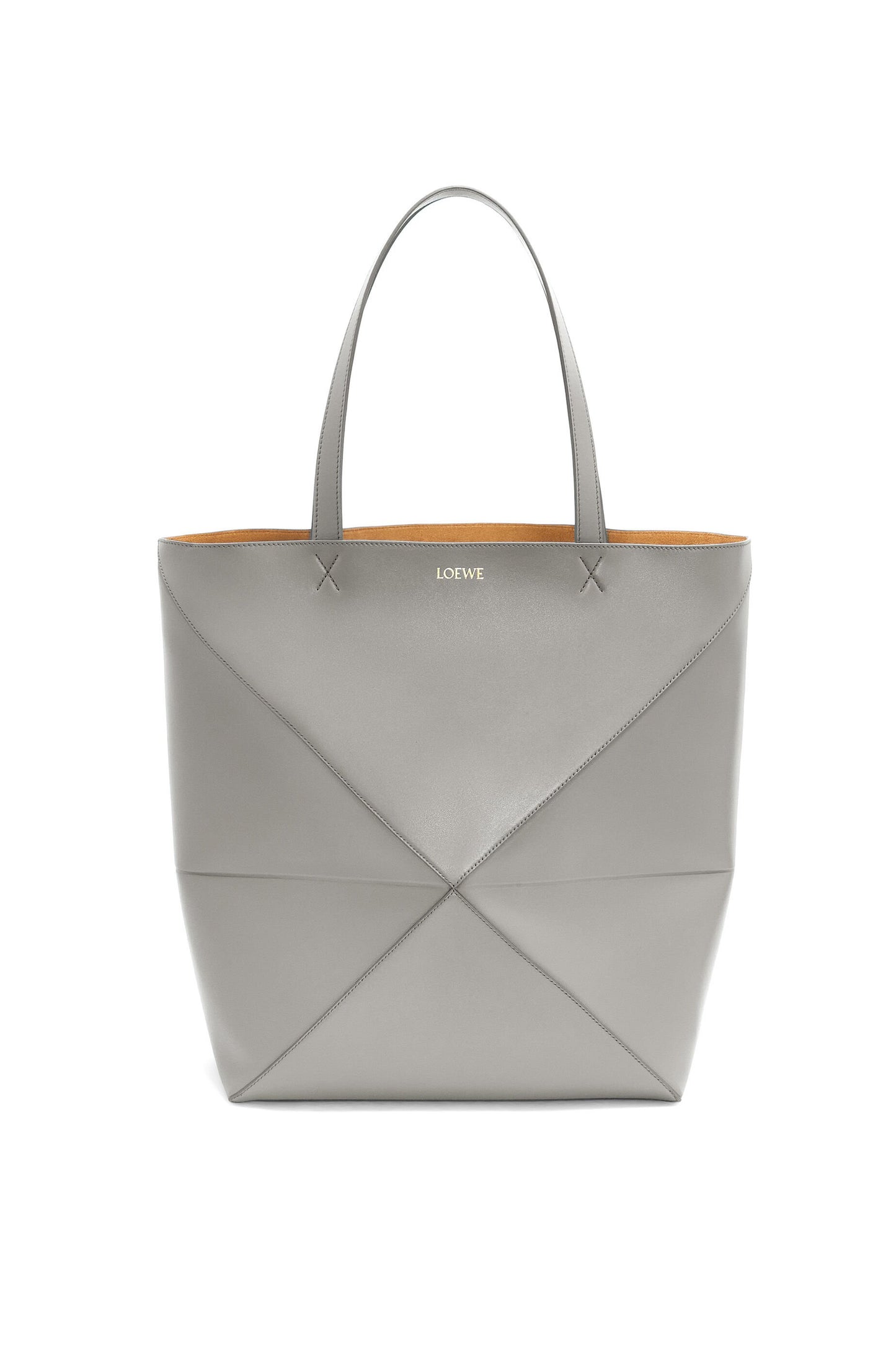 XL Puzzle Fold tote in shiny calfskin