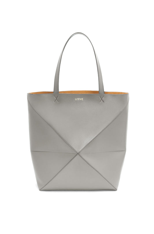 XL Puzzle Fold tote in shiny calfskin