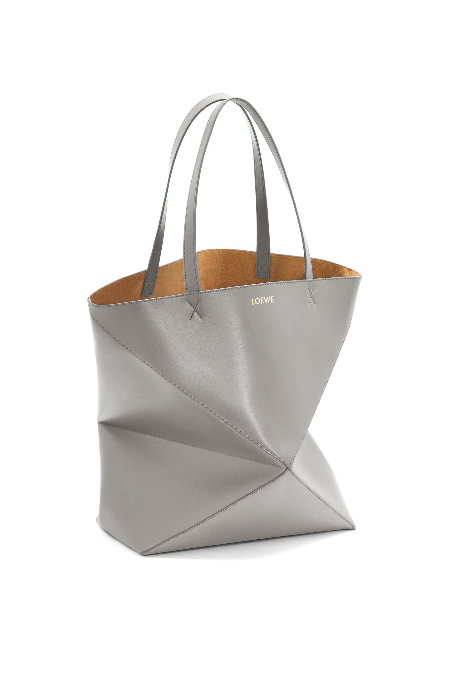 XL Puzzle Fold tote in shiny calfskin