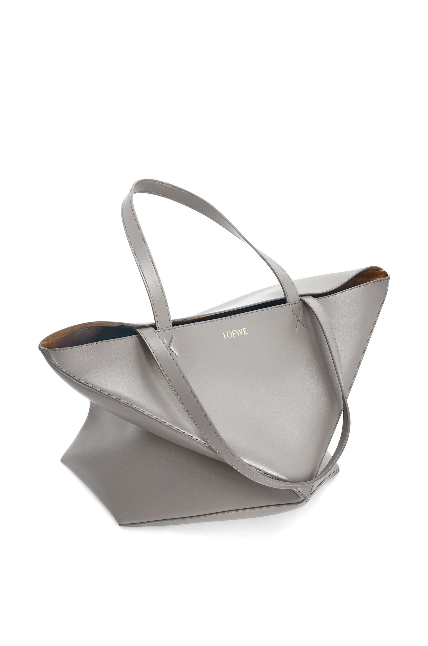XL Puzzle Fold tote in shiny calfskin