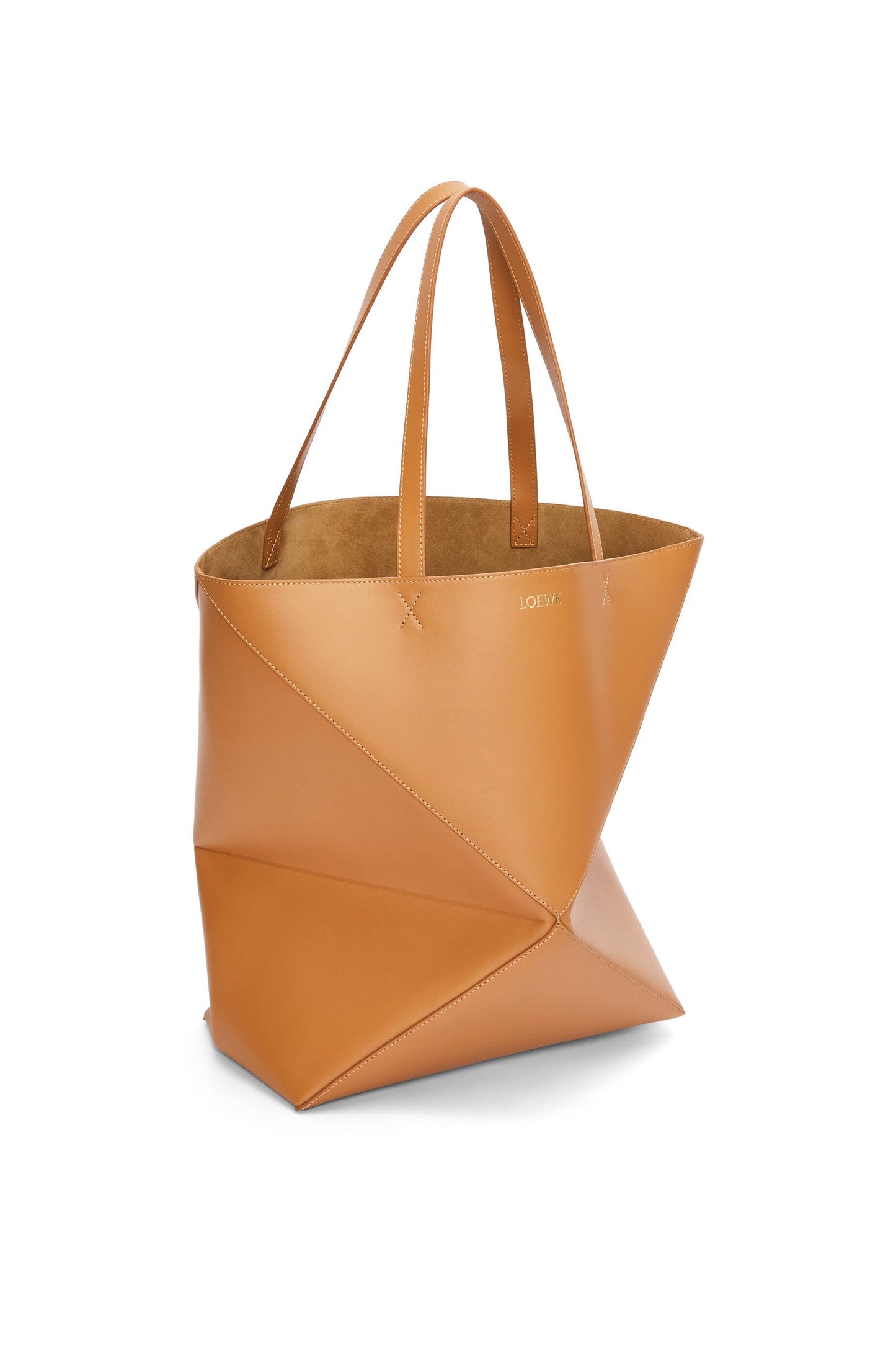 XL Puzzle Fold tote in shiny calfskin