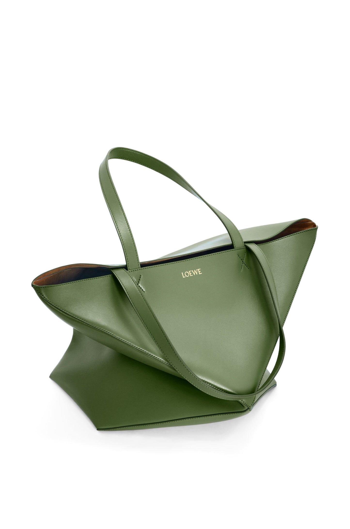 XL Puzzle Fold tote in shiny calfskin